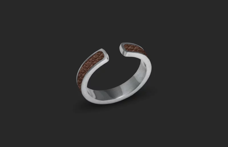 Bague Fine Marron Foncé Argent