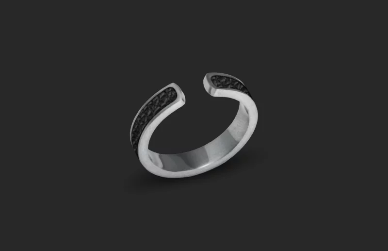 Bague Fine Noir Argent
